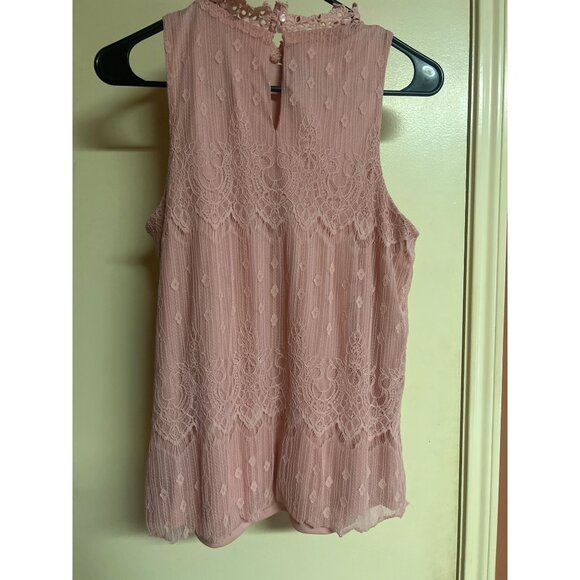 iz Byer M Blush Chiffon Button Neck Tank Top Blouse - Picture 6 of 7